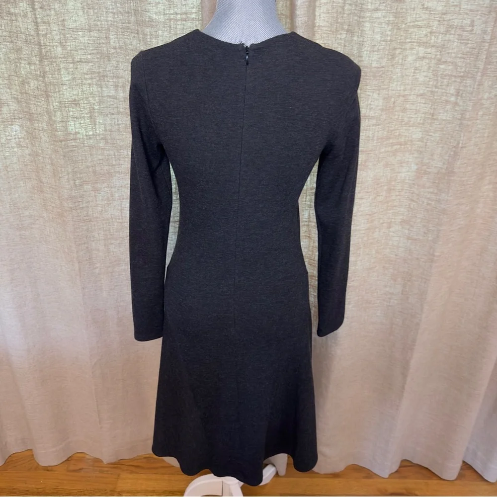 Theory, charcoal gray, long sleeve, midi, A-line dress, size 4 - Picture 5 of 13